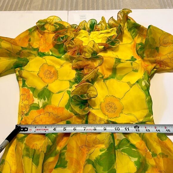 Coco California vintage yellow and green floral maxi dress. No size tag. - Picture 12 of 12